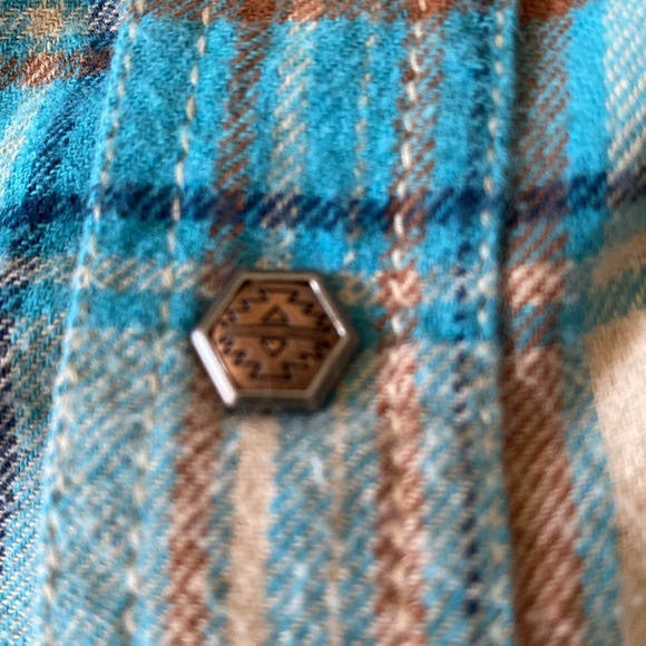 Ariat Turquoise and Beige Checkered Shirt - Picture 11 of 12